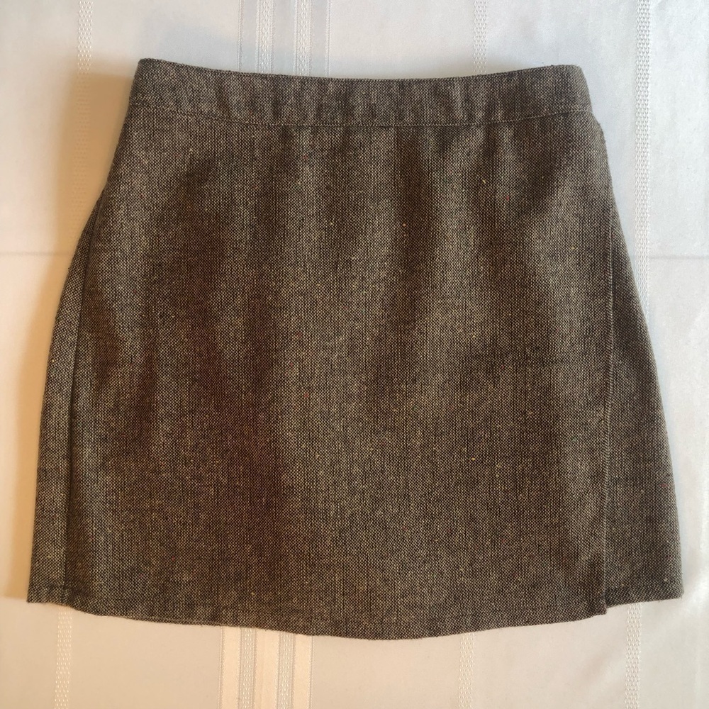Copper Key Brown Tweed Mini Pencil Pull on Skirt for Work Size M